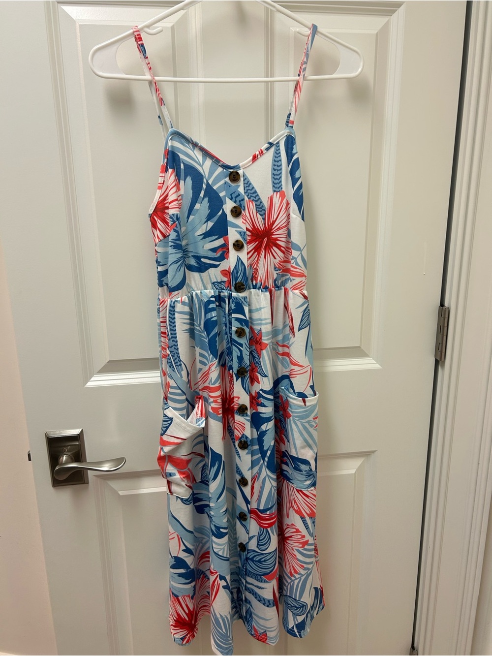 Halife Women’s Floral Button-Front Dress in Blue & Red